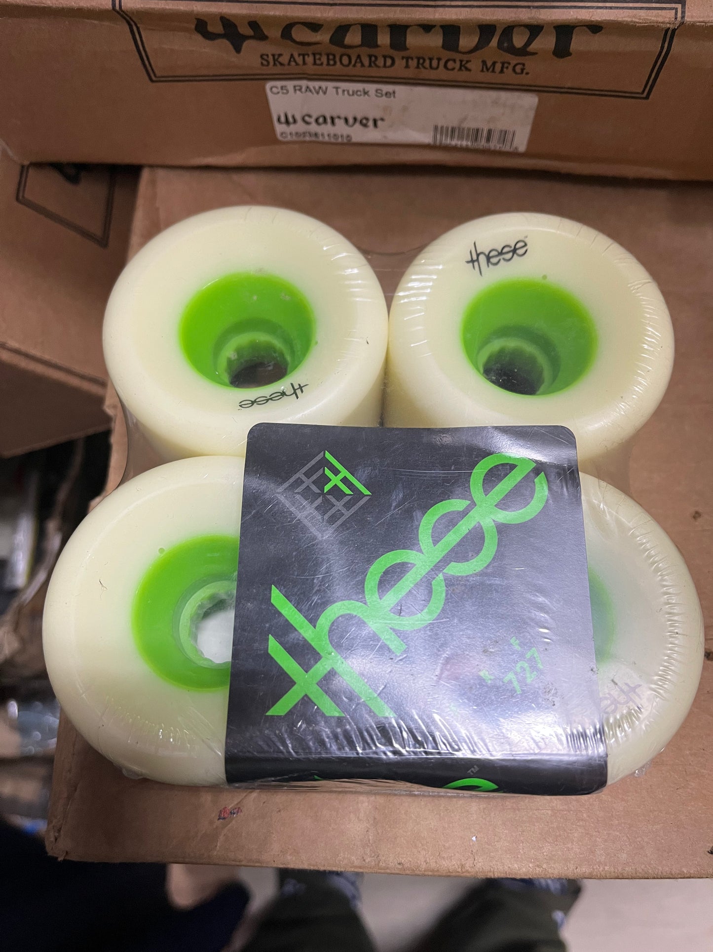 These 727 70mm 78a Green Core Longboard Wheels
