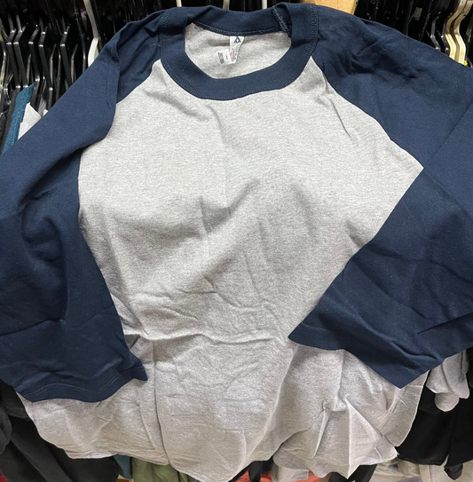 Vintage Alstyle Apparel Raglan Baseball T shirt Grey/Navy