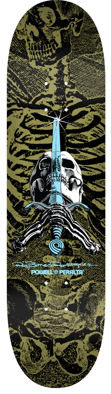 Powell Peralta Skull and Sword Skateboard Deck Gold - Shape 243 - 8.25 x 31.95